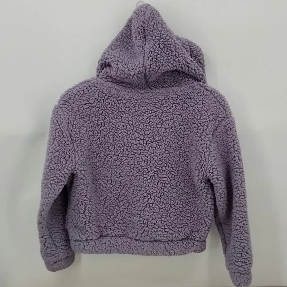 Mondetta Light Purple Girls Sherpa Jacket Pullover Hoodie Cozy Sweatshirt S 7/8